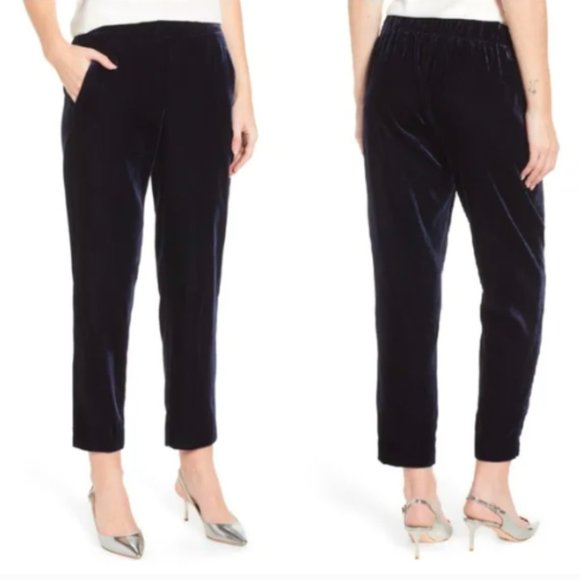 J. Crew Navy Velvet Pull On Pants - Picture 1 of 6